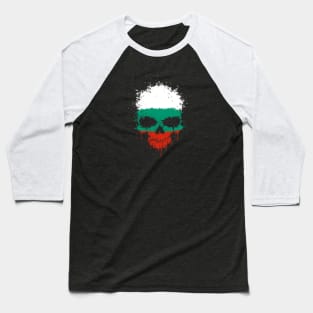 Chaotic Bulgarian Flag Splatter Skull Baseball T-Shirt